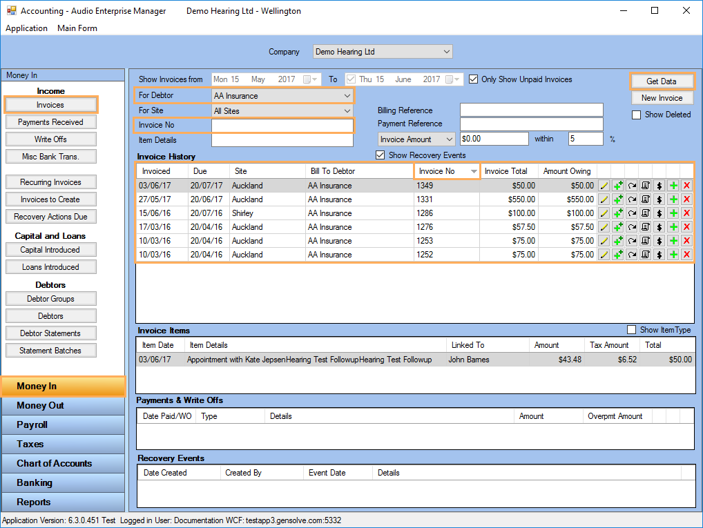 AEM Support Centre - How to Locate an Invoice