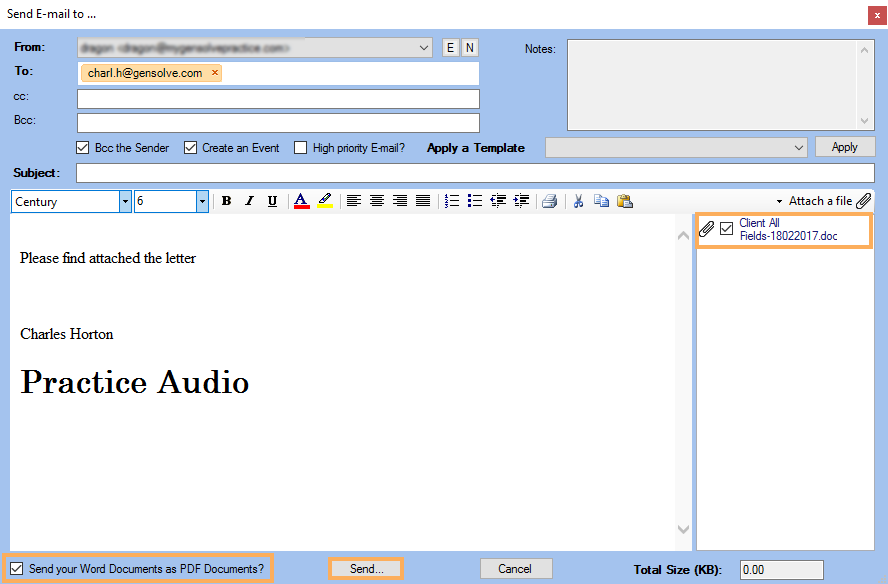 AEM Support Centre - How to Send Letters as a PDF