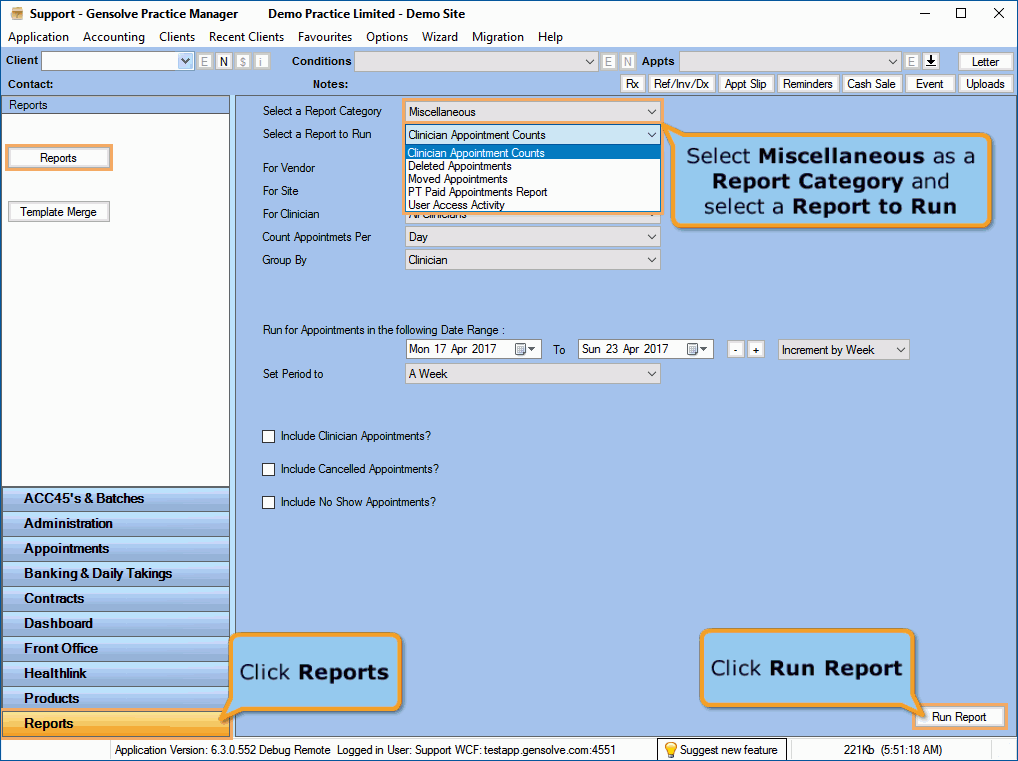 GPM NZ Support Centre - Miscellaneous Reports