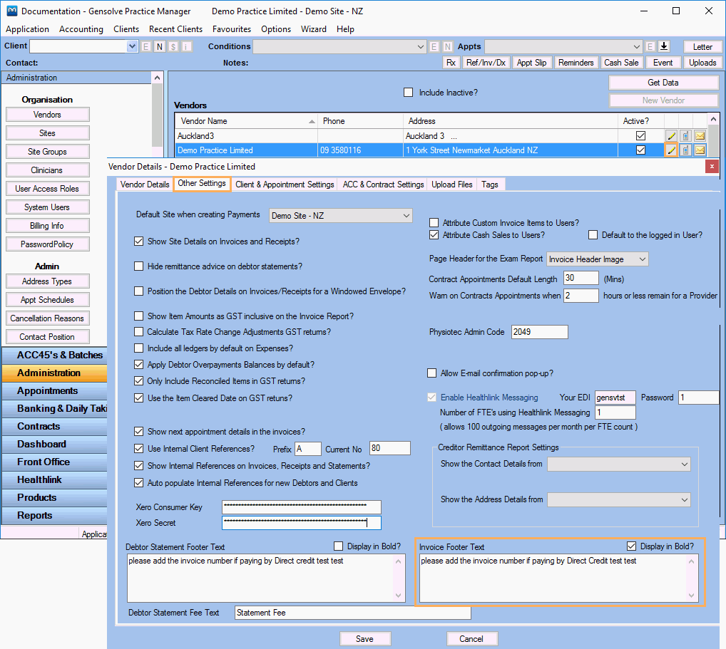 GPM NZ Support Centre - Adding Footer Text to an Invoice