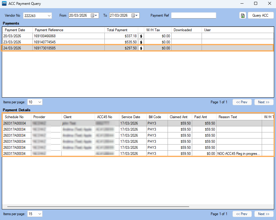 GPM NZ Support Centre - ACC Payment Look up and Schedule Reconcilation