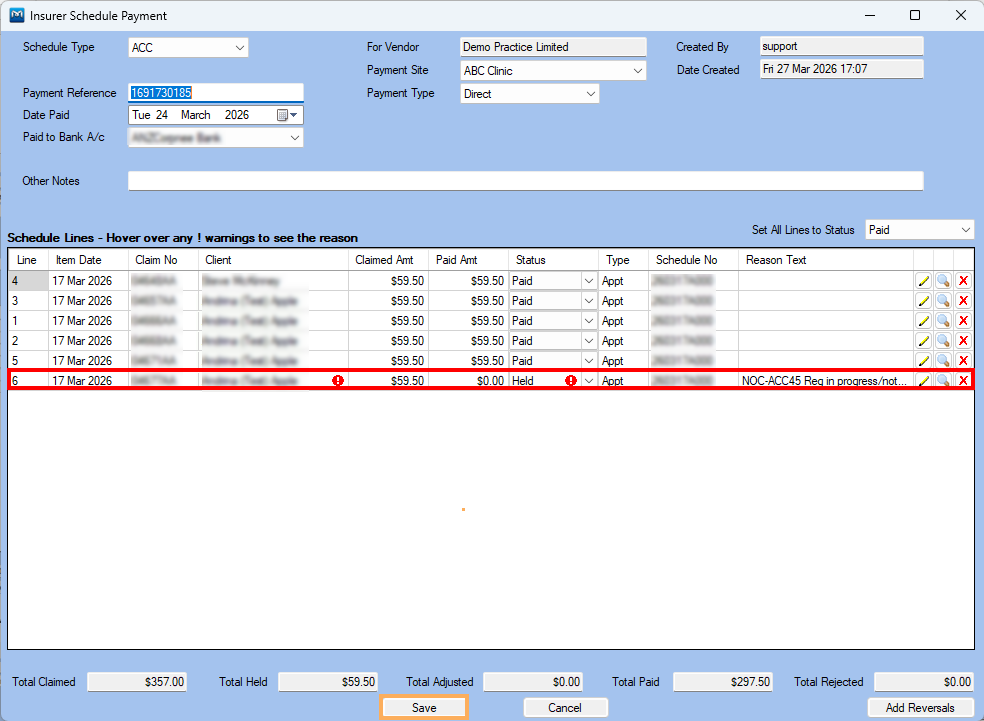 GPM NZ Support Centre - ACC Payment Look up and Schedule Reconcilation