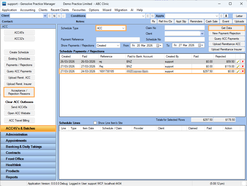 GPM NZ Support Centre - ACC Payment Look up and Schedule Reconcilation