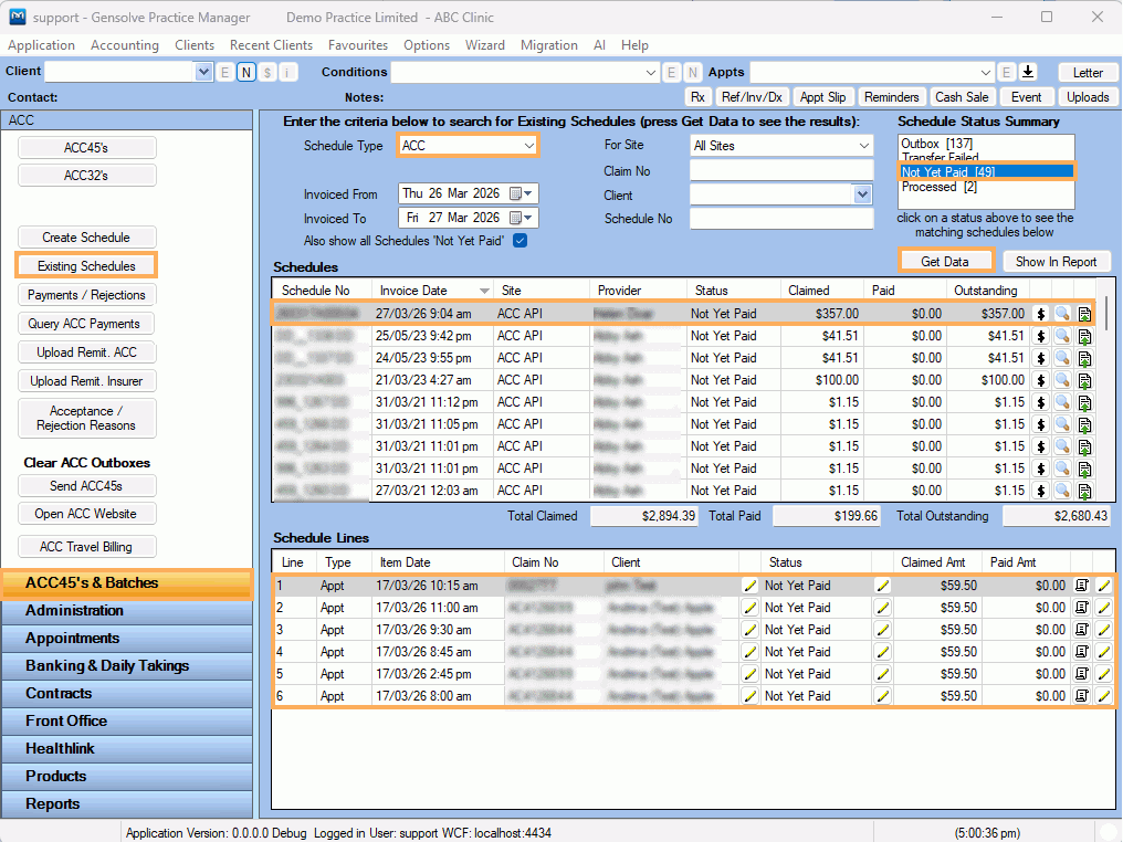 GPM NZ Support Centre - ACC Payment Look up and Schedule Reconcilation