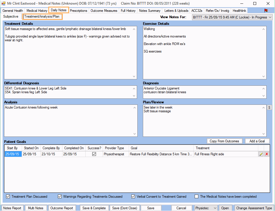 GPM NZ Support Centre - Medical Notes - Daily Notes Tab