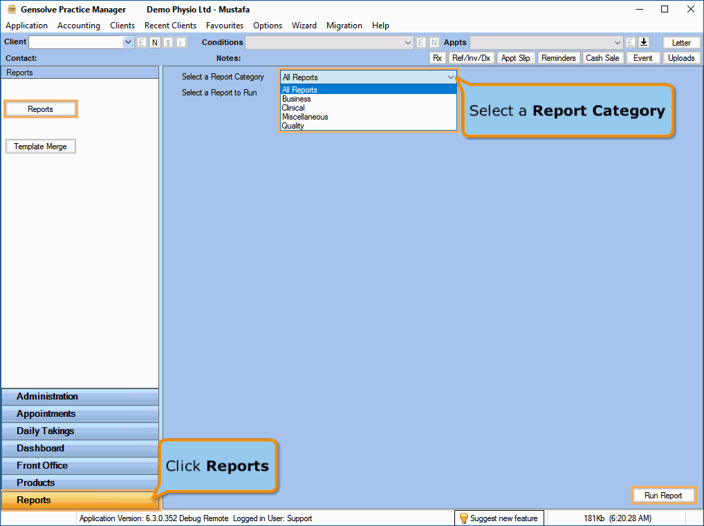 GPM UK Support Centre - GPM Built-In Reports - Main Form